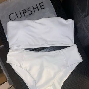 CUPSHE All White Highwaisted Bathing Suit